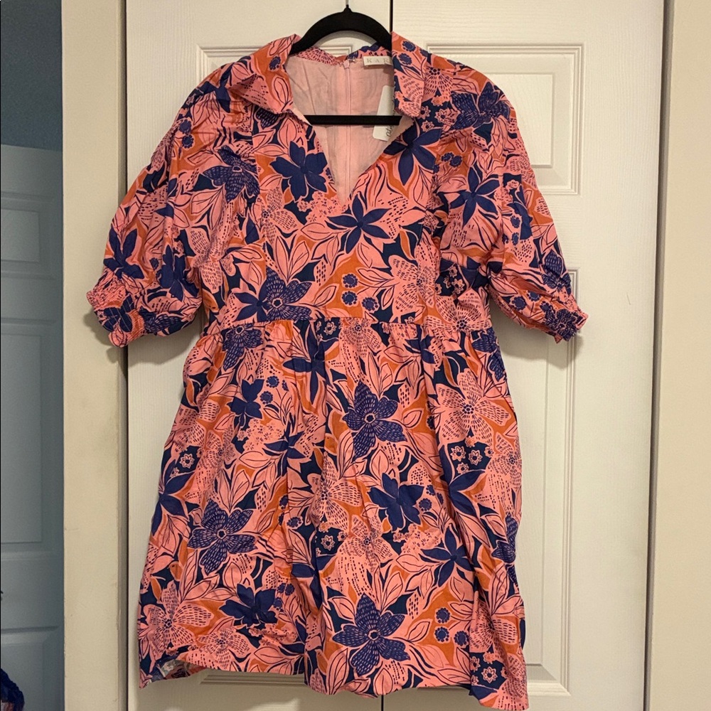 Karlie Pink and Navy Floral Mini Dress